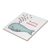 Valentijnsdag - Kute Whale met hart Tegeltje (Zijkant)