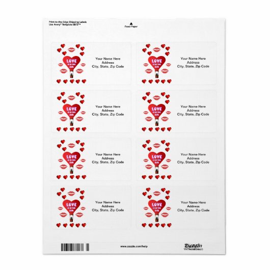 Valentijnsdag Labels (Full Sheet)