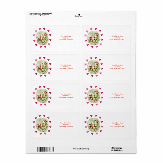 Valentijnsdag Labels  Bird (Full Sheet)