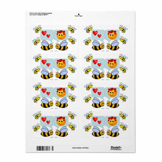 Valentijnsdag Labels Bumblebee (Full Sheet)