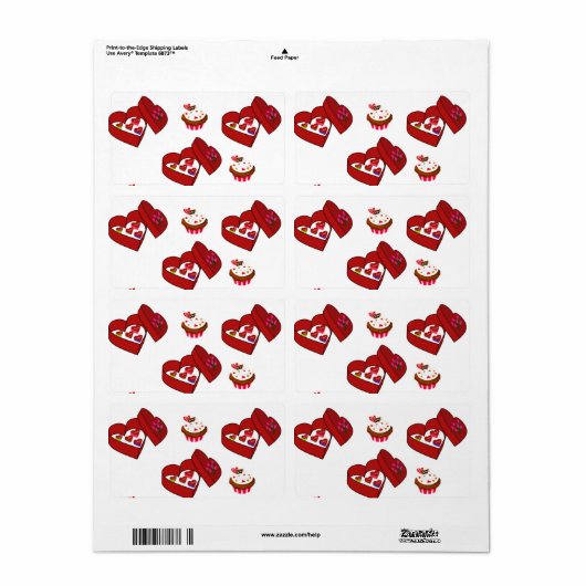 Valentijnsdag Labels Chocolade (Full Sheet)