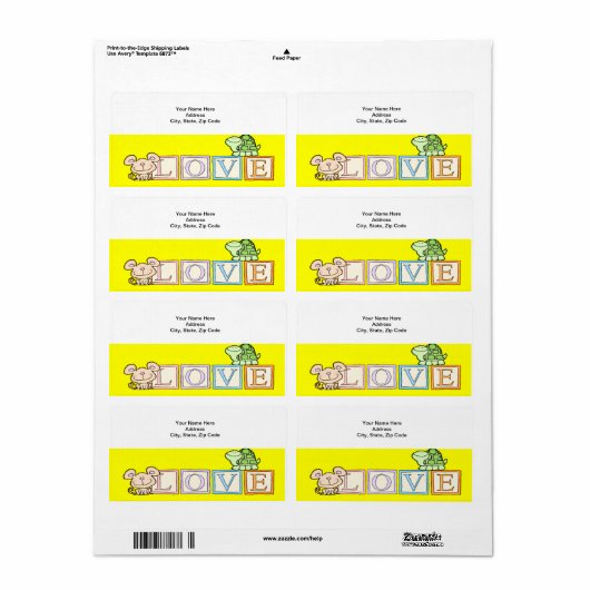 Valentijnsdag Labels - Geel schilderen (Full Sheet)