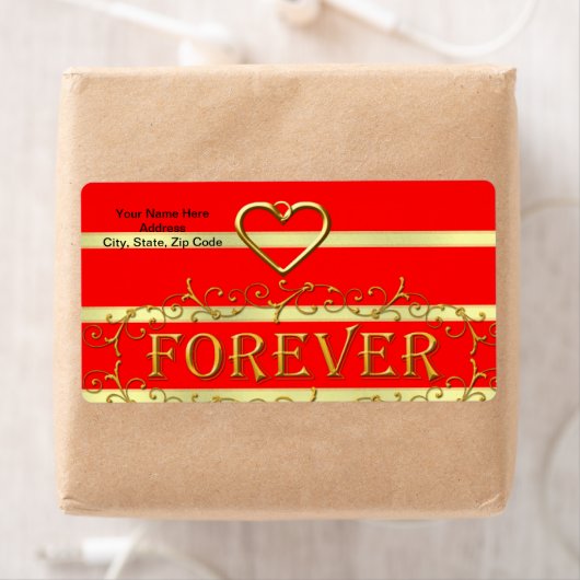 Valentijnsdag Labels Gold Forever Hearts (Insitu)