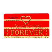 Valentijnsdag Labels Gold Forever Hearts (Voorkant)