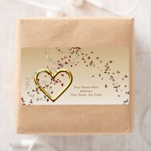 Valentijnsdag Labels Gold Heart (Insitu)