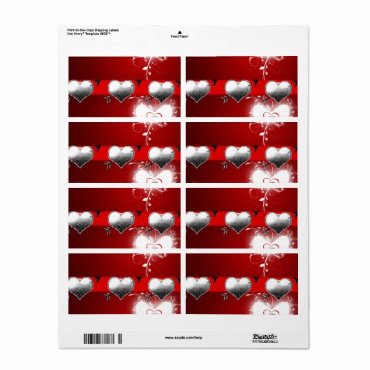 Valentijnsdag labels hart (Full Sheet)