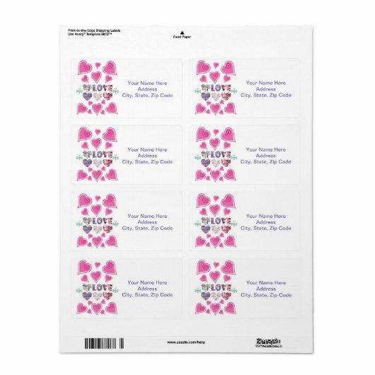 Valentijnsdag labels hart (Full Sheet)