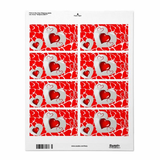 Valentijnsdag labels hart (Full Sheet)