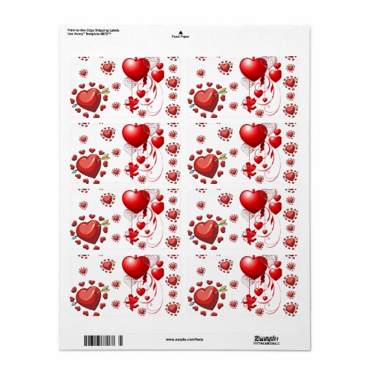 Valentijnsdag labels hart (Full Sheet)