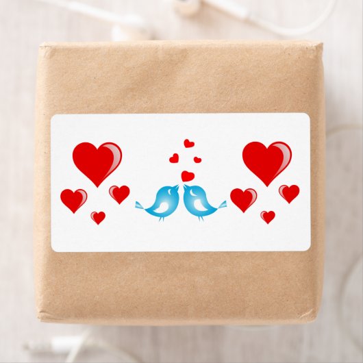 Valentijnsdag Labels hart Tortelduifjes (Insitu)