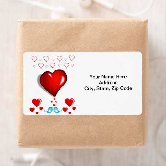 Valentijnsdag labels harten blauwe vogels (Insitu)