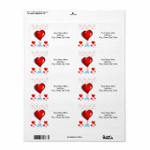 Valentijnsdag labels harten blauwe vogels (Full Sheet)