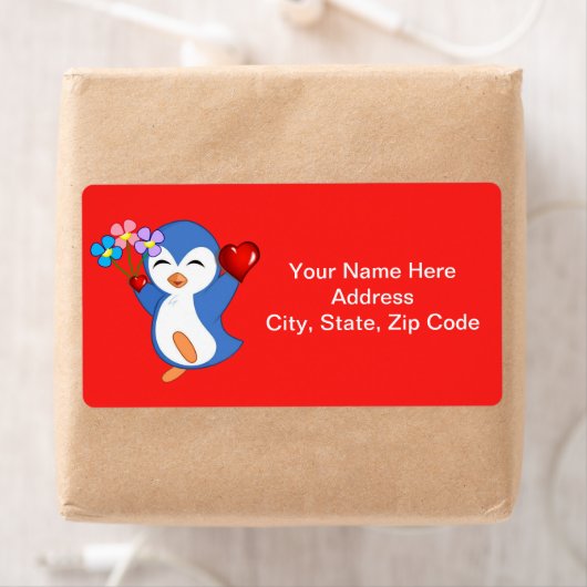 Valentijnsdag Labels Heart Penguin Hearts (Insitu)
