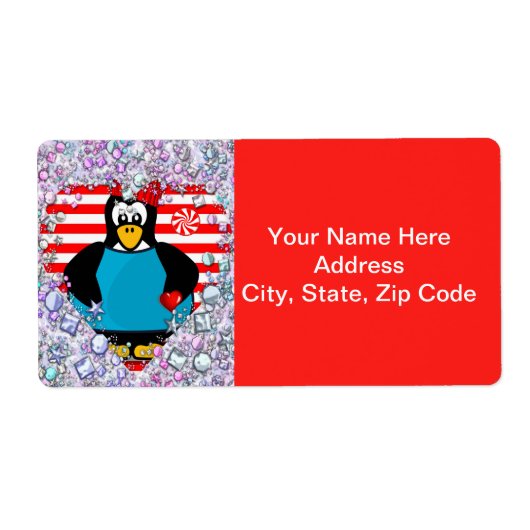 Valentijnsdag Labels Heart Penguin Hearts (Voorkant)