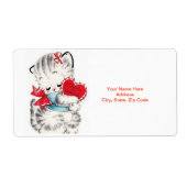 Valentijnsdag Labels  Kitten (Voorkant)