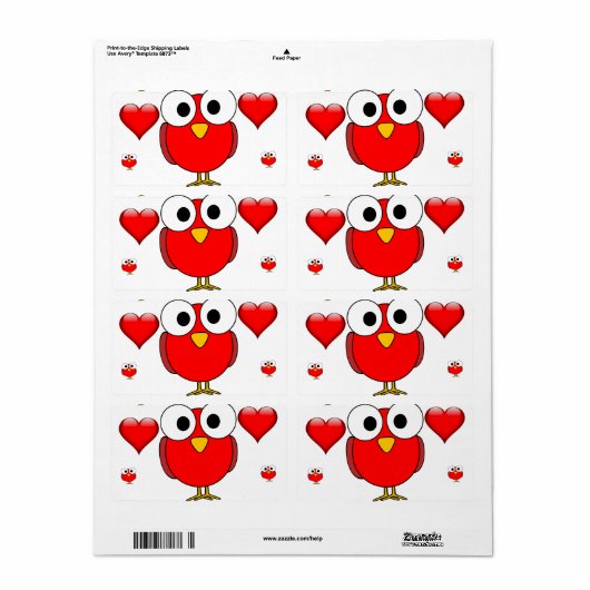 Valentijnsdag Labels Owl (Full Sheet)