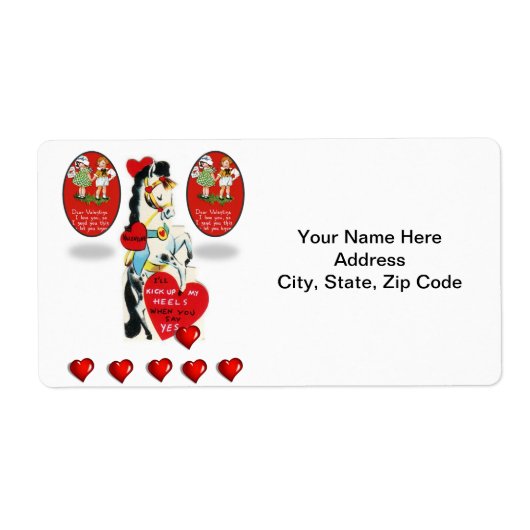 Valentijnsdag Labels paard (Voorkant)