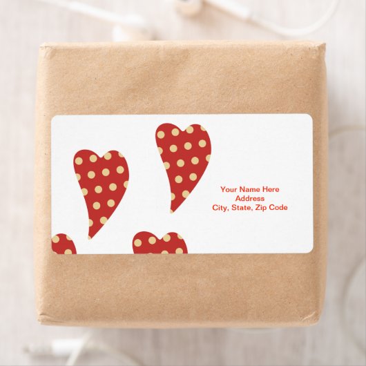Valentijnsdag Labels Red Hearts Polkadot (Insitu)