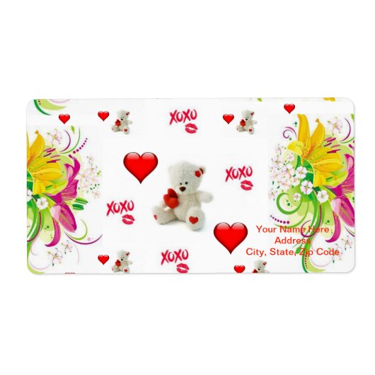 Valentijnsdag Labels Teddy Bear (Voorkant)