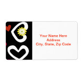 Valentijnsdag Labels White Hearts Black (Voorkant)