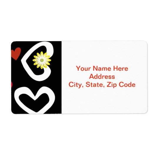 Valentijnsdag Labels White Hearts Black (Voorkant)