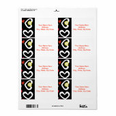 Valentijnsdag Labels White Hearts Black (Full Sheet)