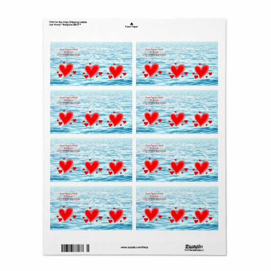 Valentijnsdag Labels Zee of Love Hearts (Full Sheet)