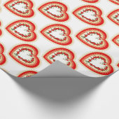 VALENTIJNSDAG LACE-HART MET RODE STROMEN CADEAUPAPIER (Hoek)