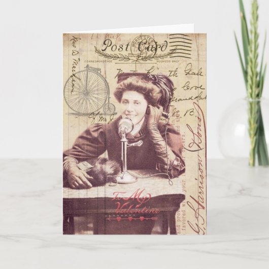  Valentijnsdag Lady Antiek stijl Collage Feestdagen Kaart (Voorkant)