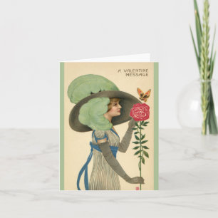  Valentijnsdag, Lady Red Rose Butterfly Feestdagen Kaart