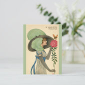  Valentijnsdag, Lady Red Rose Butterfly Feestdagenkaart (Staand voorkant)