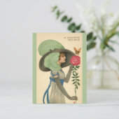 Valentijnsdag, Lady Red Rose Butterfly Feestdagenkaart (Staand voorkant)