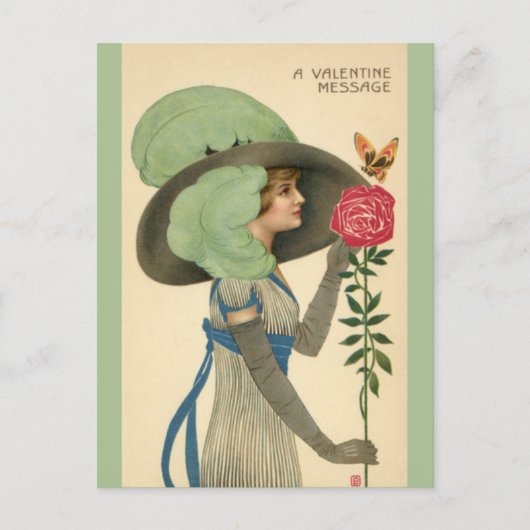 Valentijnsdag, Lady Red Rose Butterfly Feestdagenkaart (Voorkant)