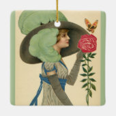  Valentijnsdag, Lady Red Rose Butterfly Keramisch Ornament (Achterkant)