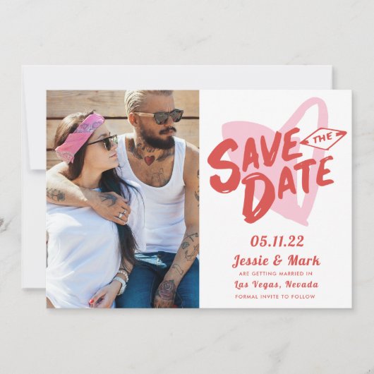 Valentijnsdag Las Vegas Foto Save the Date Aankondiging (Voorkant)