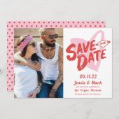 Valentijnsdag Las Vegas Foto Save the Date Aankondiging (Voorkant / Achterkant)