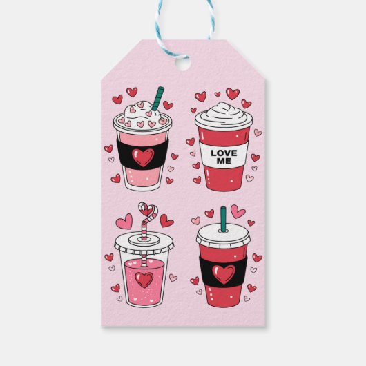 Valentijnsdag Latte Coffee Lover Cadeaulabel (Achterkant)