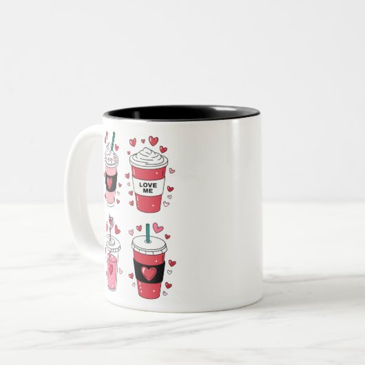 Valentijnsdag Latte Coffee Lover Tweekleurige Koffiemok (Voorkant links)