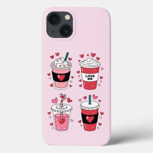 Valentijnsdag Latte Koffieliefhebber Case-Mate iPhone Case (Achterkant)