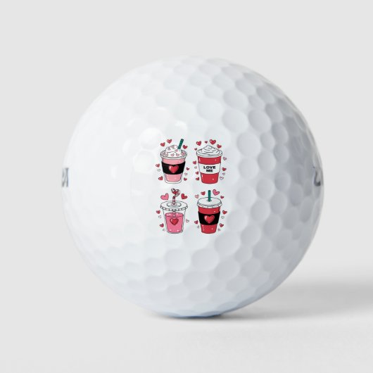 Valentijnsdag Latte Koffieliefhebber Golfballen (Voorkant)