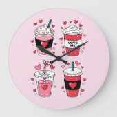 Valentijnsdag Latte Koffieliefhebber Grote Klok (Voorkant)