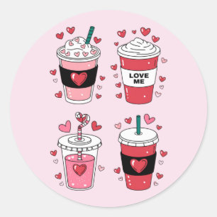 Valentijnsdag Latte Koffieliefhebber Ronde Sticker