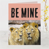 VALENTIJNSDAG LEEUW LEEUWENPAAR KAART (Gele Bloem)