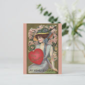  Valentijnsdag, legante dame met hart Feestdagenkaart (Staand voorkant)