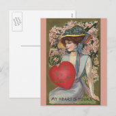  Valentijnsdag, legante dame met hart Feestdagenkaart (Voorkant / Achterkant)