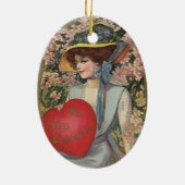  Valentijnsdag, legante dame met hart Keramisch Ornament (Achterkant)