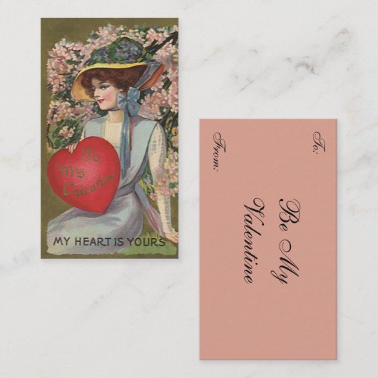  Valentijnsdag, legante dame met hart Notitiekaartje (Voorkant / Achterkant)