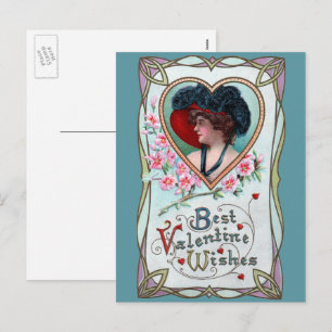 Valentijnsdag, legante vrouw in het hart Feestdagenkaart