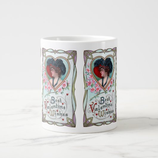 Valentijnsdag, legante vrouw in het hart Grote Koffiekop (Voorkant)