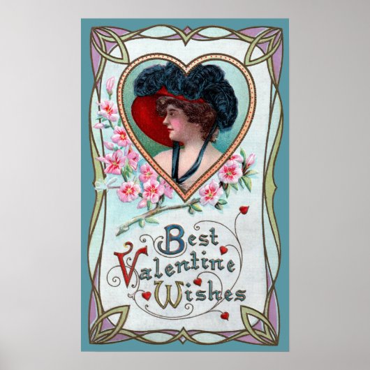 Valentijnsdag, legante vrouw in het hart Poster (Voorkant)